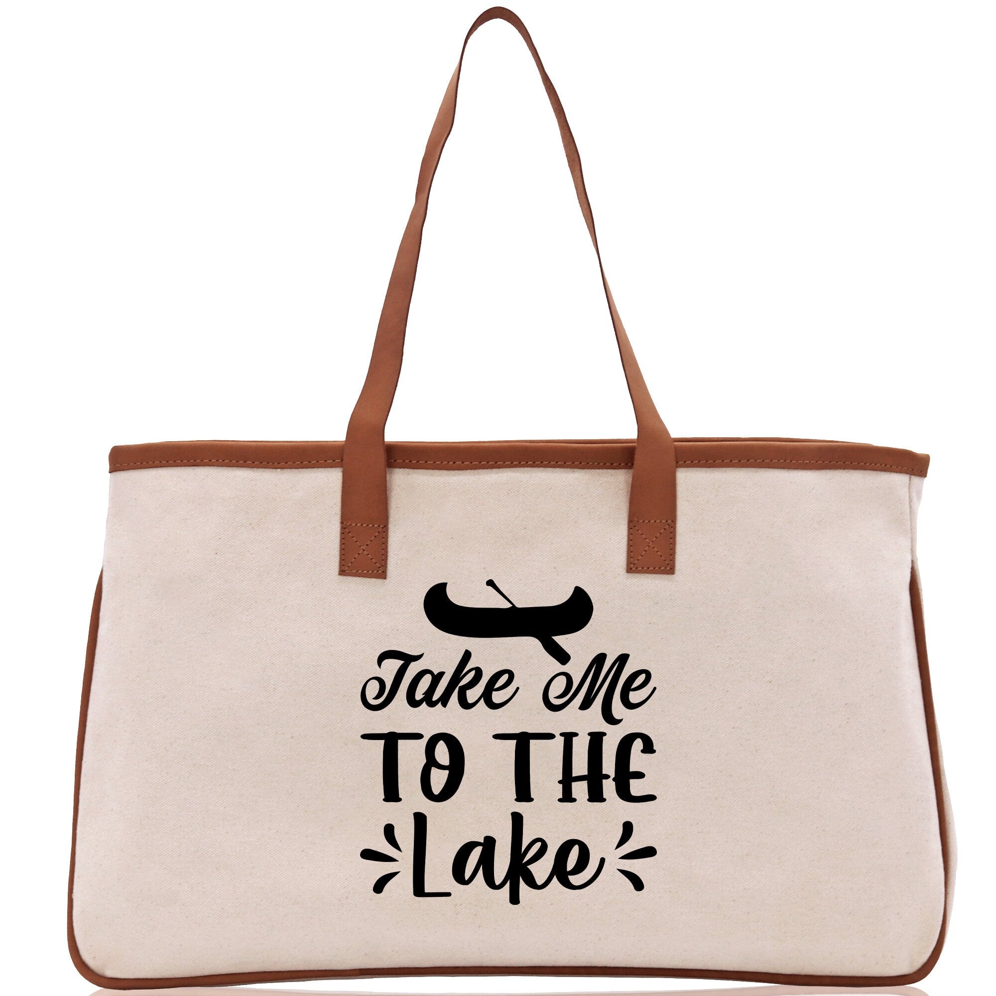 Take Me to the Lake Cotton Canvas Chic Tote Bag Camping Tote  Lake Lover Gift Tote Bag Outdoor Tote Weekender Tote Laker Tote - Aaria Tees Aaria Tees