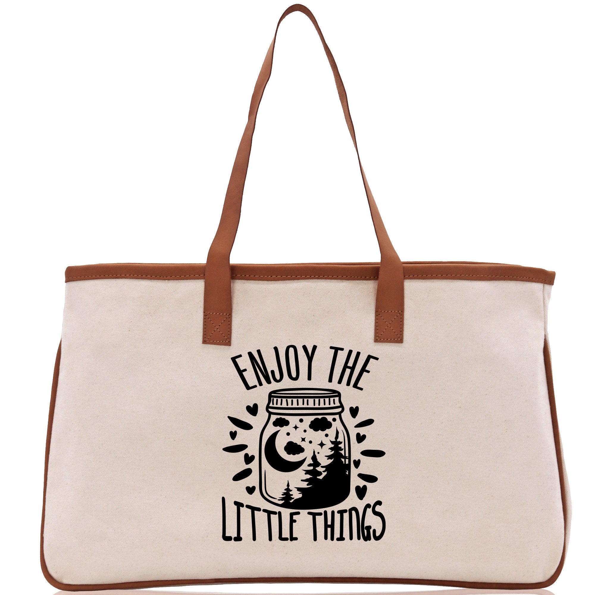 Enjoy the Little Things Cotton Canvas Chic Tote Bag Camping Tote Camping Lover Gift Tote Bag Outdoor Tote Multipurpose Weekender Tote - Aaria Tees Aaria Tees