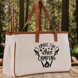 Smore Fun When Camping Cotton Canvas Chic Tote Bag Camping Tote Camping Lover Gift Tote Bag Outdoor Tote Weekender Tote Camper Tote - Aaria Tees Aaria Tees