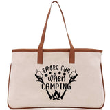 Smore Fun When Camping Cotton Canvas Chic Tote Bag Camping Tote Camping Lover Gift Tote Bag Outdoor Tote Weekender Tote Camper Tote - Aaria Tees Aaria Tees