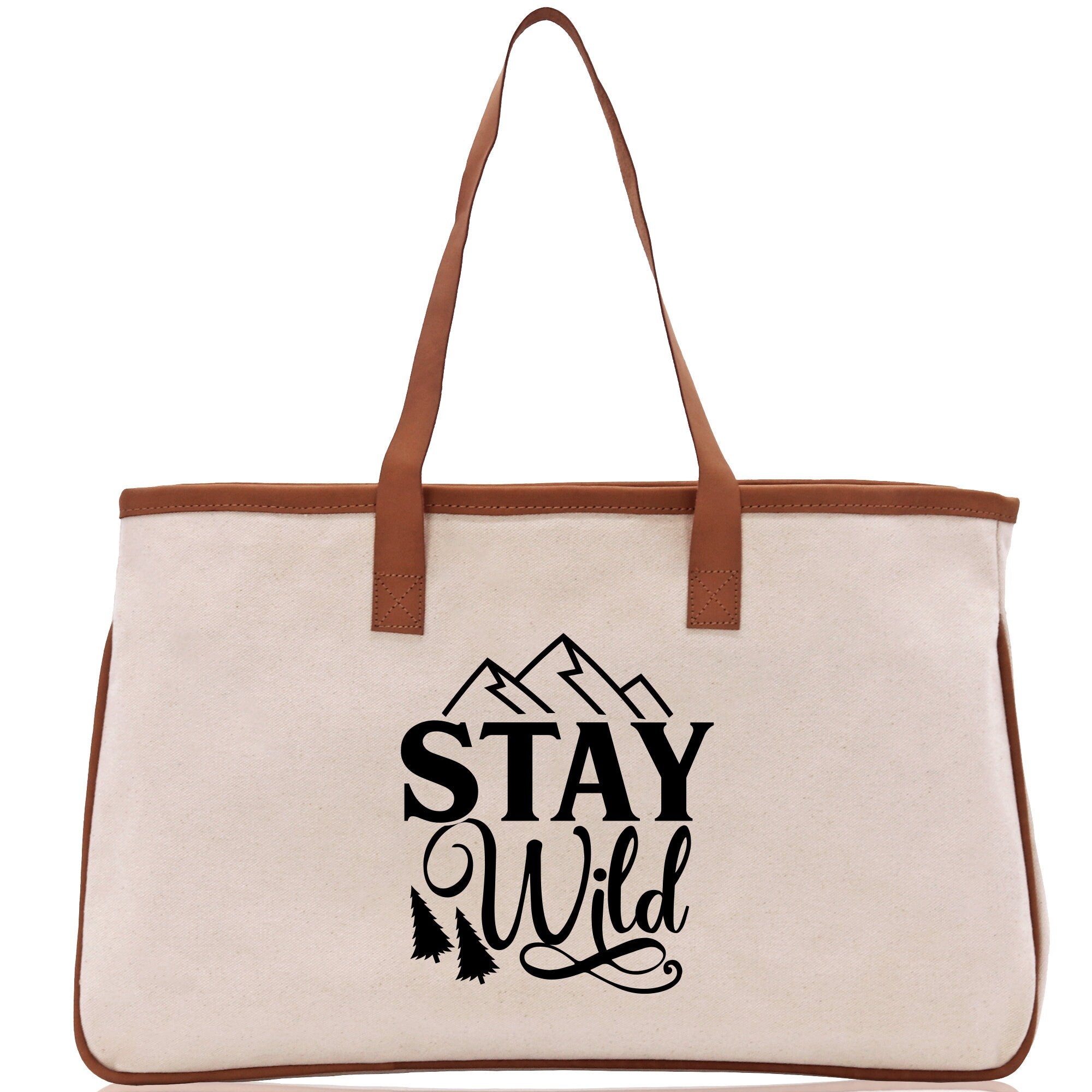 Stay Wild Cotton Canvas Chic Tote Bag Camping Tote Camping Lover Gift Tote Bag Outdoor Tote Weekender Tote Camper Tote Multipurpose Tote - Aaria Tees Aaria Tees