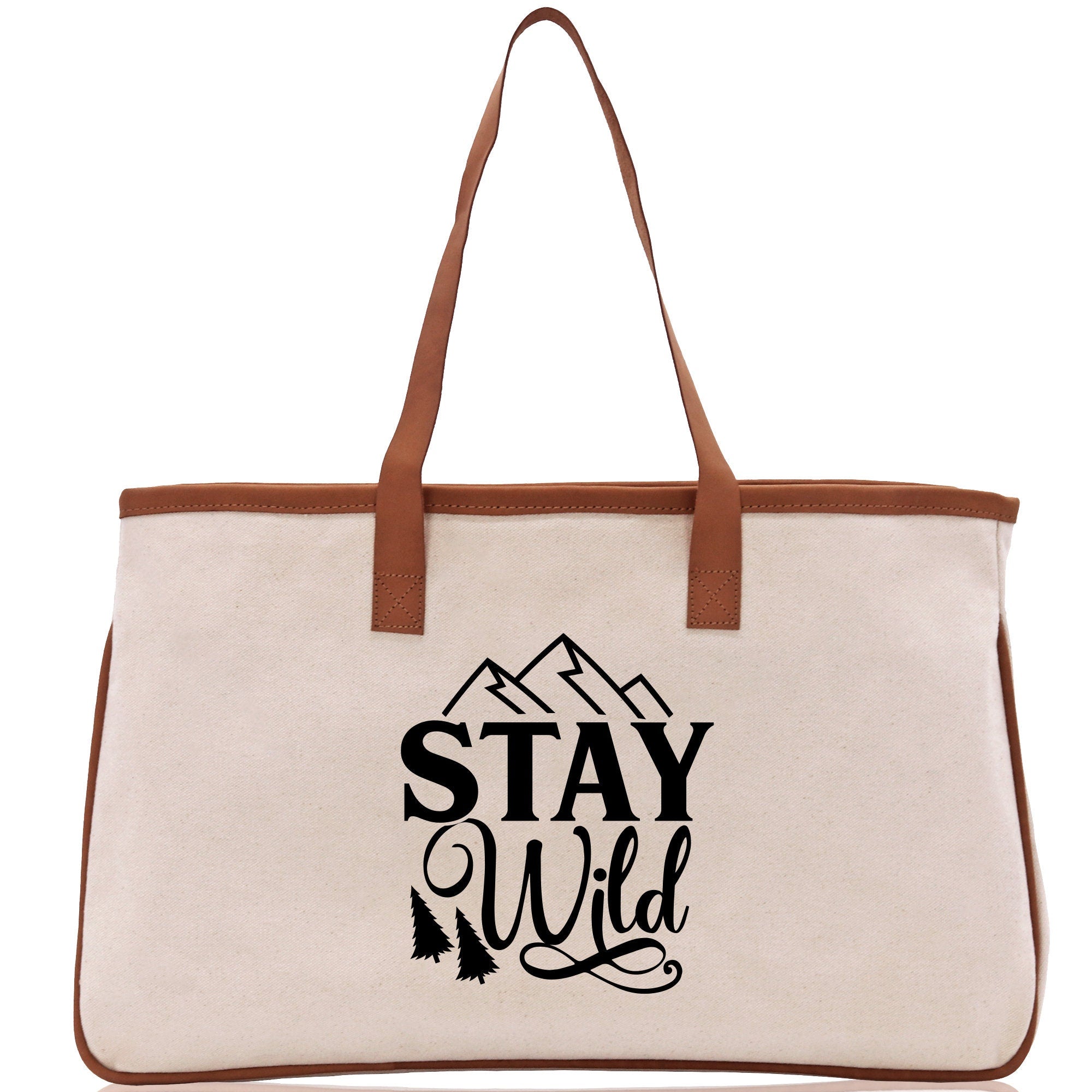 Stay Wild Cotton Canvas Chic Tote Bag Camping Tote Camping Lover Gift Tote Bag Outdoor Tote Weekender Tote Camper Tote Multipurpose Tote - Aaria Tees Aaria Tees