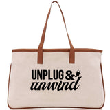 Unplug & Unwind Cotton Canvas Chic Tote Bag Camping Tote Camping Lover Gift Tote Bag Outdoor Tote Weekender Tote Multipurpose Camper Tote - Aaria Tees Aaria Tees