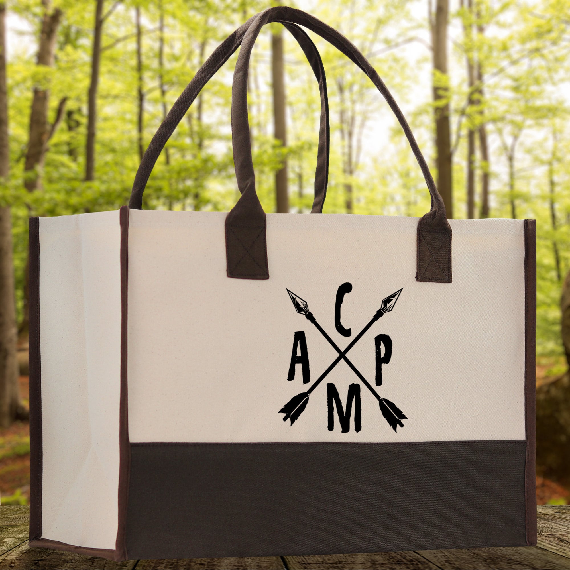 Camp Cotton Canvas Chic Tote Bag Camping Tote Camping Lover Gift Tote Bag Outdoor Tote Weekender Tote Camper Tote Multipurpose Tote - Aaria Tees Aaria Tees