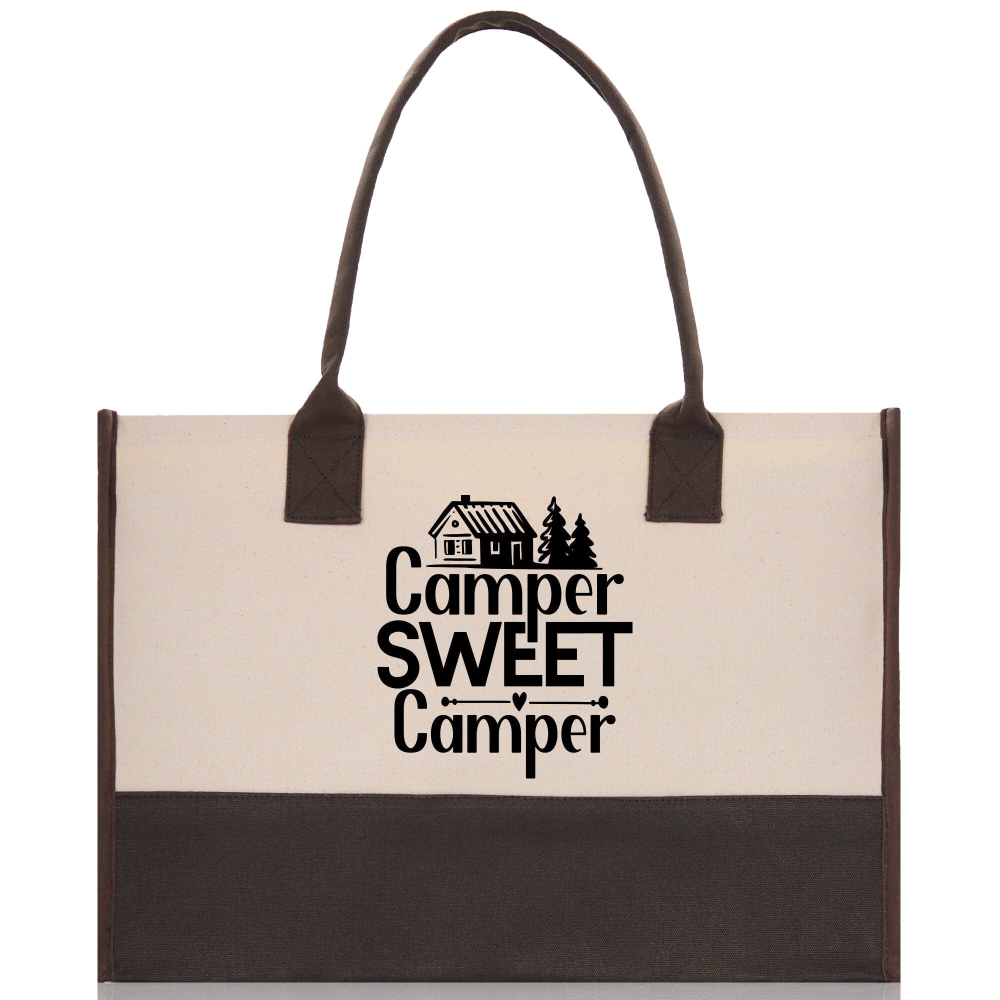 Camper Sweet Camper Cotton Canvas Chic Tote Bag Camping Tote Camping Lover Gift Tote Bag Outdoor Tote Weekender Tote Camper Tote - Aaria Tees Aaria Tees
