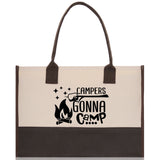 Campers Gonna Camp Cotton Canvas Chic Tote Bag Camping Tote Camping Lover Gift Tote Bag Outdoor Tote Weekender Tote Camper Multipurpose Tote - Aaria Tees Aaria Tees