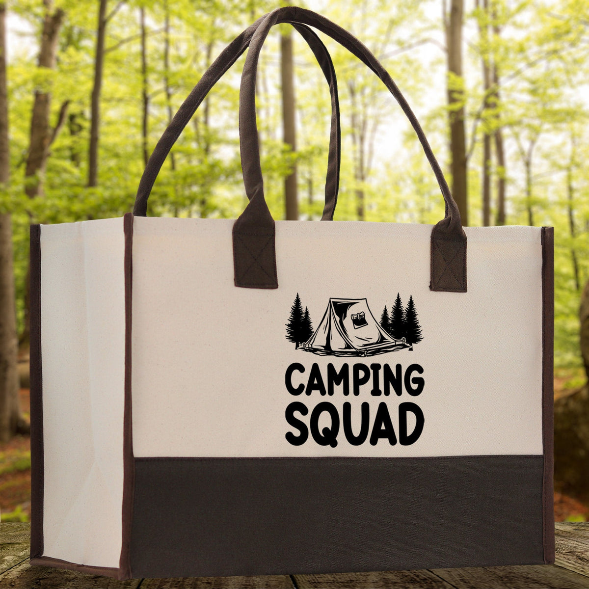 Camping Squad Cotton Canvas Chic Tote Bag Camping Tote Camping Lover Gift Tote Bag Outdoor Tote Weekender Tote Camper Tote Multipurpose Tote - Aaria Tees
