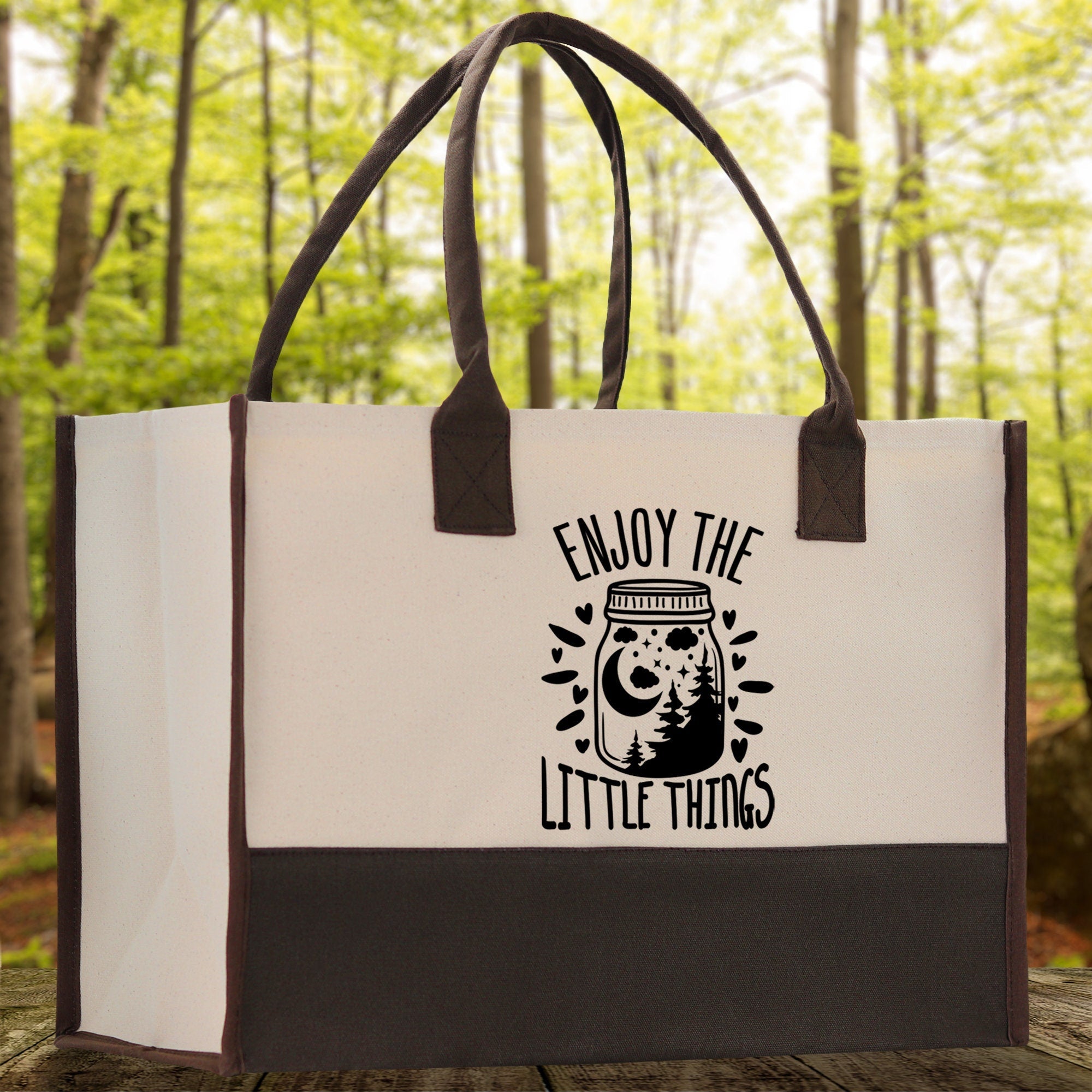 Enjoy the Little Things Cotton Canvas Chic Tote Bag Camping Tote Camping Lover Gift Tote Bag Outdoor Tote Multipurpose Weekender Tote - Aaria Tees Aaria Tees