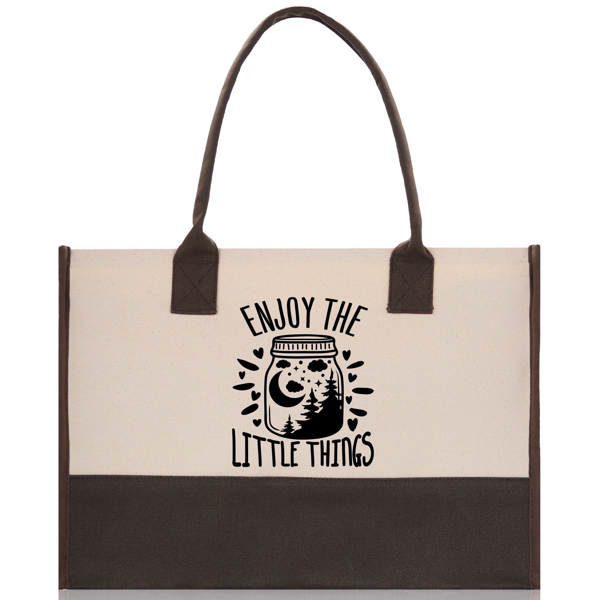 Enjoy the Little Things Cotton Canvas Chic Tote Bag Camping Tote Camping Lover Gift Tote Bag Outdoor Tote Multipurpose Weekender Tote - Aaria Tees Aaria Tees