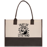 Enjoy the Little Things Cotton Canvas Chic Tote Bag Camping Tote Camping Lover Gift Tote Bag Outdoor Tote Multipurpose Weekender Tote - Aaria Tees Aaria Tees
