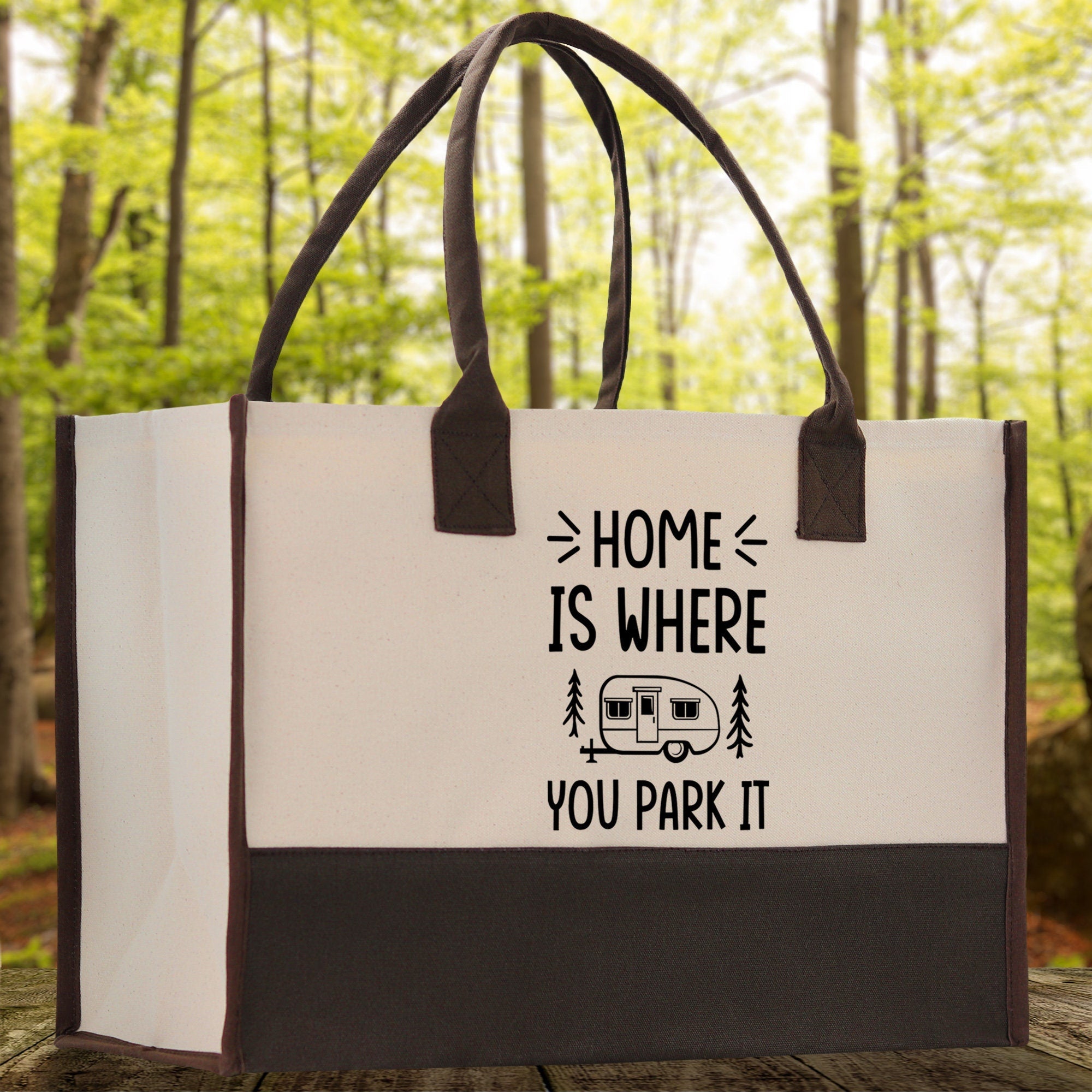Home is Where You Park It Cotton Canvas Chic Tote Bag Camping Tote Camping Lover Gift Tote Bag Outdoor Tote Multipurpose Camper Tote - Aaria Tees Aaria Tees
