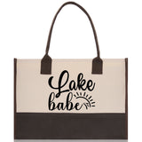 Lake Babe Cotton Canvas Chic Tote Bag Camping Tote Lake Lover Gift Tote Bag Outdoor Tote Multipurpose Tote - Aaria Tees Aaria Tees