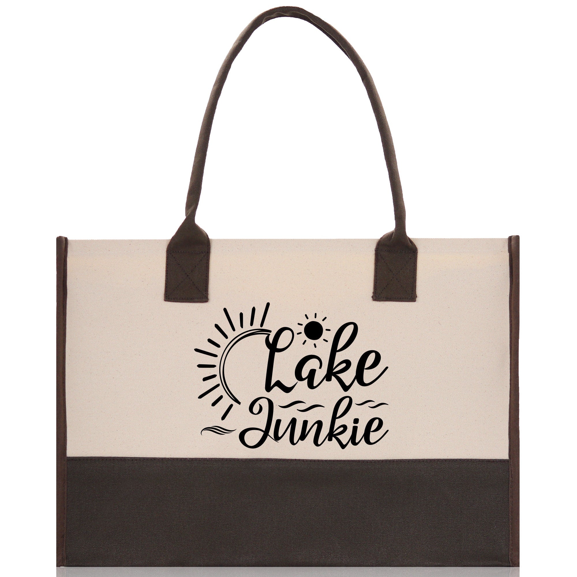 Lake Junkie Cotton Canvas Chic Tote Bag Camping Tote Lake Lover Gift Tote Bag Outdoor Tote Weekender Tote Laker Tote Multipurpose Tote - Aaria Tees Aaria Tees