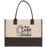 Lake Junkie Cotton Canvas Chic Tote Bag Camping Tote Lake Lover Gift Tote Bag Outdoor Tote Weekender Tote Laker Tote Multipurpose Tote - Aaria Tees Aaria Tees