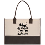 No Hurries I'm on Lake Time Cotton Canvas Chic Tote Bag Lake Tote Lake Lover Gift Tote Bag Outdoor Tote Weekender Tote Laker Tote - Aaria Tees Aaria Tees