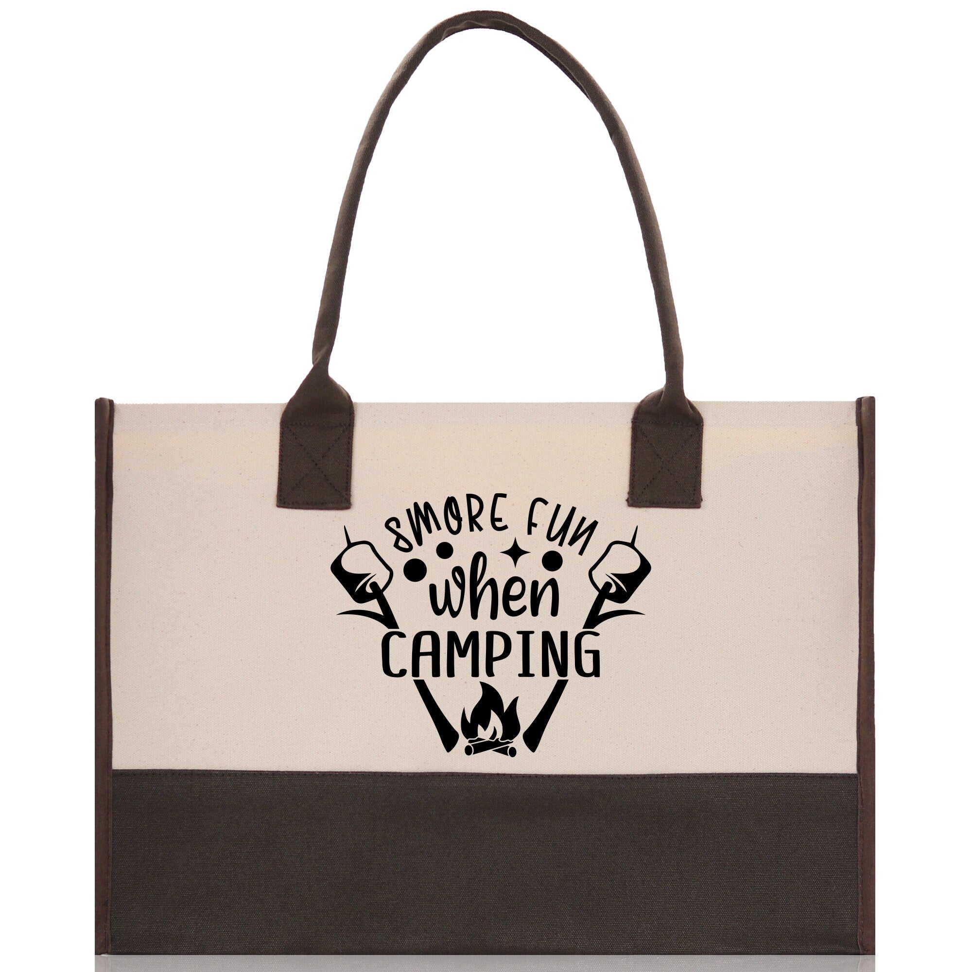 Smore Fun When Camping Cotton Canvas Chic Tote Bag Camping Tote Camping Lover Gift Tote Bag Outdoor Tote Weekender Tote Camper Tote - Aaria Tees Aaria Tees