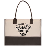 Smore Fun When Camping Cotton Canvas Chic Tote Bag Camping Tote Camping Lover Gift Tote Bag Outdoor Tote Weekender Tote Camper Tote - Aaria Tees Aaria Tees