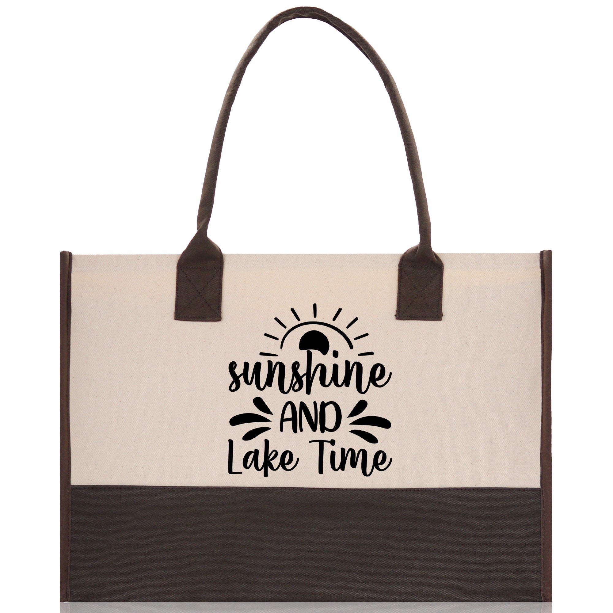 Sunshine and Lake Time Cotton Canvas Chic Tote Bag Camping Tote Lake Lover Gift Tote Bag Outdoor Tote Weekender Tote Laker Tote - Aaria Tees Aaria Tees