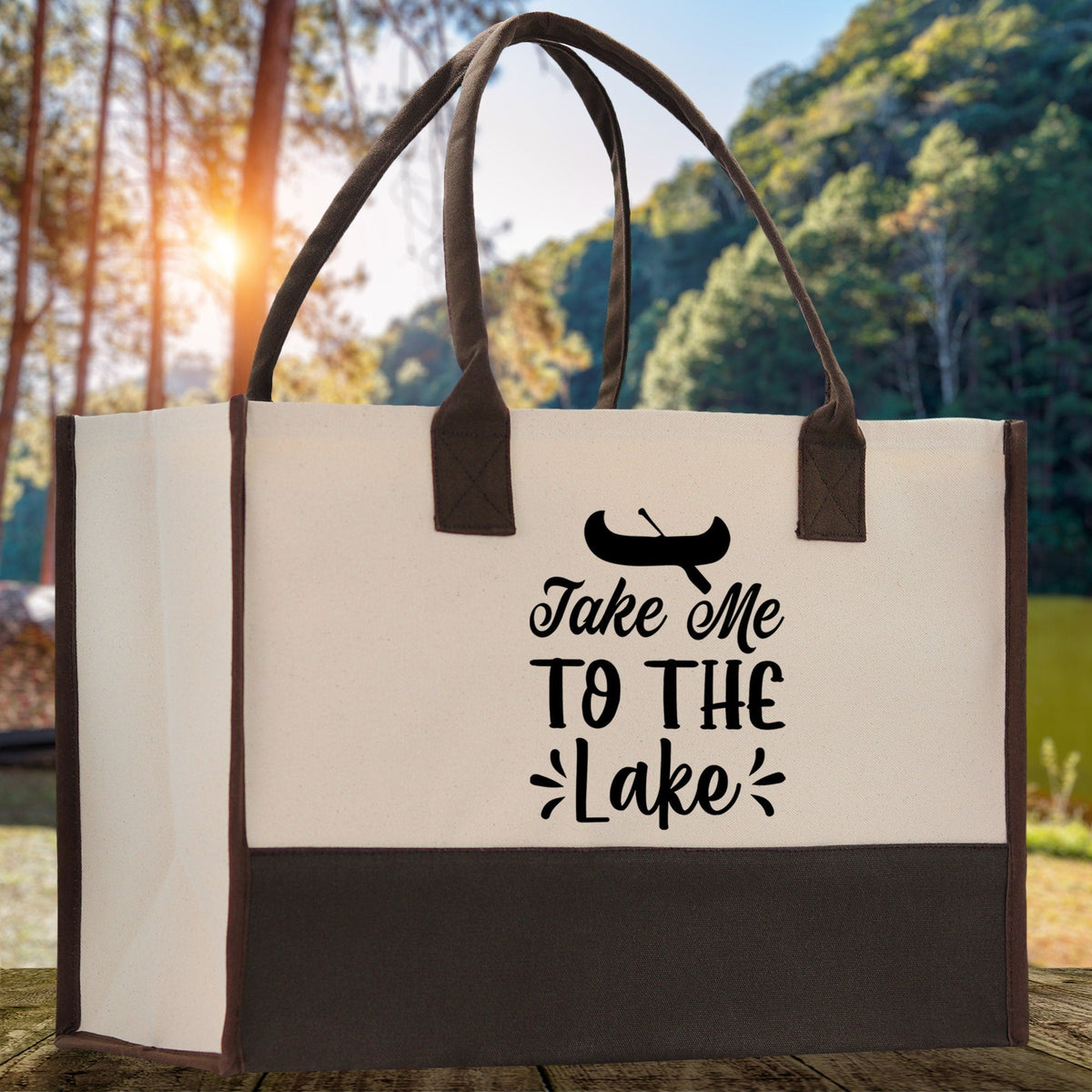 Take Me to the Lake Cotton Canvas Chic Tote Bag Camping Tote  Lake Lover Gift Tote Bag Outdoor Tote Weekender Tote Laker Tote - Aaria Tees