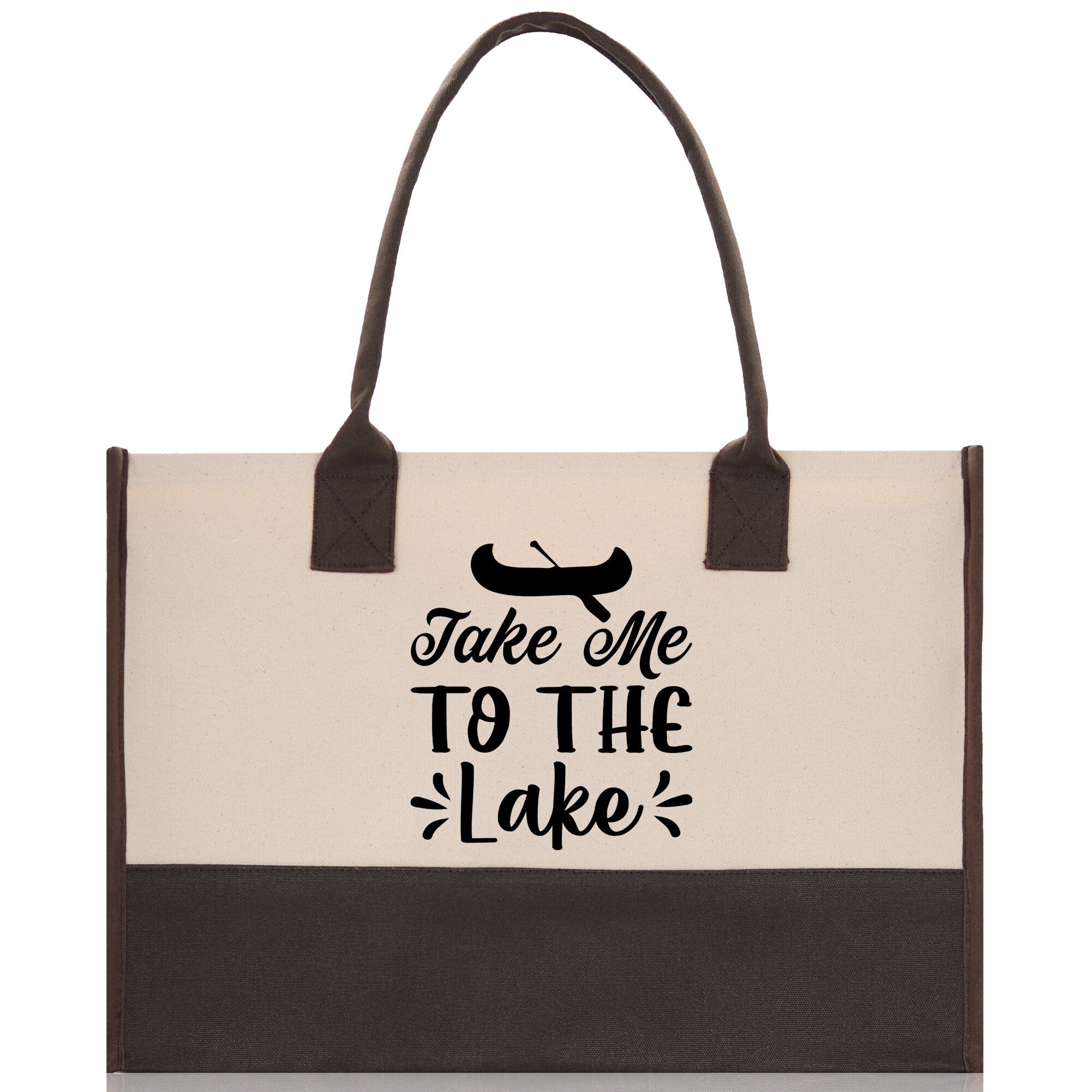 Take Me to the Lake Cotton Canvas Chic Tote Bag Camping Tote  Lake Lover Gift Tote Bag Outdoor Tote Weekender Tote Laker Tote - Aaria Tees Aaria Tees