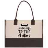 Take Me to the Lake Cotton Canvas Chic Tote Bag Camping Tote  Lake Lover Gift Tote Bag Outdoor Tote Weekender Tote Laker Tote - Aaria Tees Aaria Tees