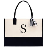 Personalized Cotton Canvas Beach Tote Bag Monogram Tote Bag Initial Canvas Tote Bridesmaid Gift Tote Custom Beach Bag Gift for Her A-Z - Aaria Tees Aaria Tees