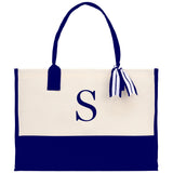 Personalized Cotton Canvas Beach Tote Bag Monogram Tote Bag Initial Canvas Tote Bridesmaid Gift Tote Custom Beach Bag Gift for Her A-Z - Aaria Tees Aaria Tees