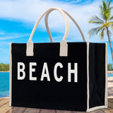 Beach Cotton Canvas Chic Tote Bag Multipurpose Tote Weekender Tote Gift for Her Outdoor Tote Vacation Tote Large Beach Bag - Aaria Tees Aaria Tees