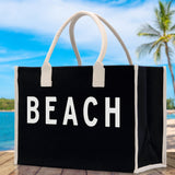 Beach Cotton Canvas Chic Tote Bag Multipurpose Tote Weekender Tote Gift for Her Outdoor Tote Vacation Tote Large Beach Bag - Aaria Tees Aaria Tees