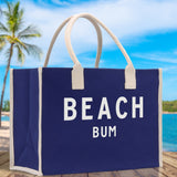 Beach Bum Cotton Canvas Chic Beach Tote Bag Multipurpose Tote Weekender Tote Gift for Her Outdoor Tote Vacation Tote Large Beach Bag - Aaria Tees Aaria Tees
