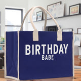 Birthday Babe Cotton Canvas Chic Beach Tote Bag Multipurpose Tote Weekender Tote Gift for Her Outdoor Tote Vacation Tote Large Beach Bag - Aaria Tees Aaria Tees