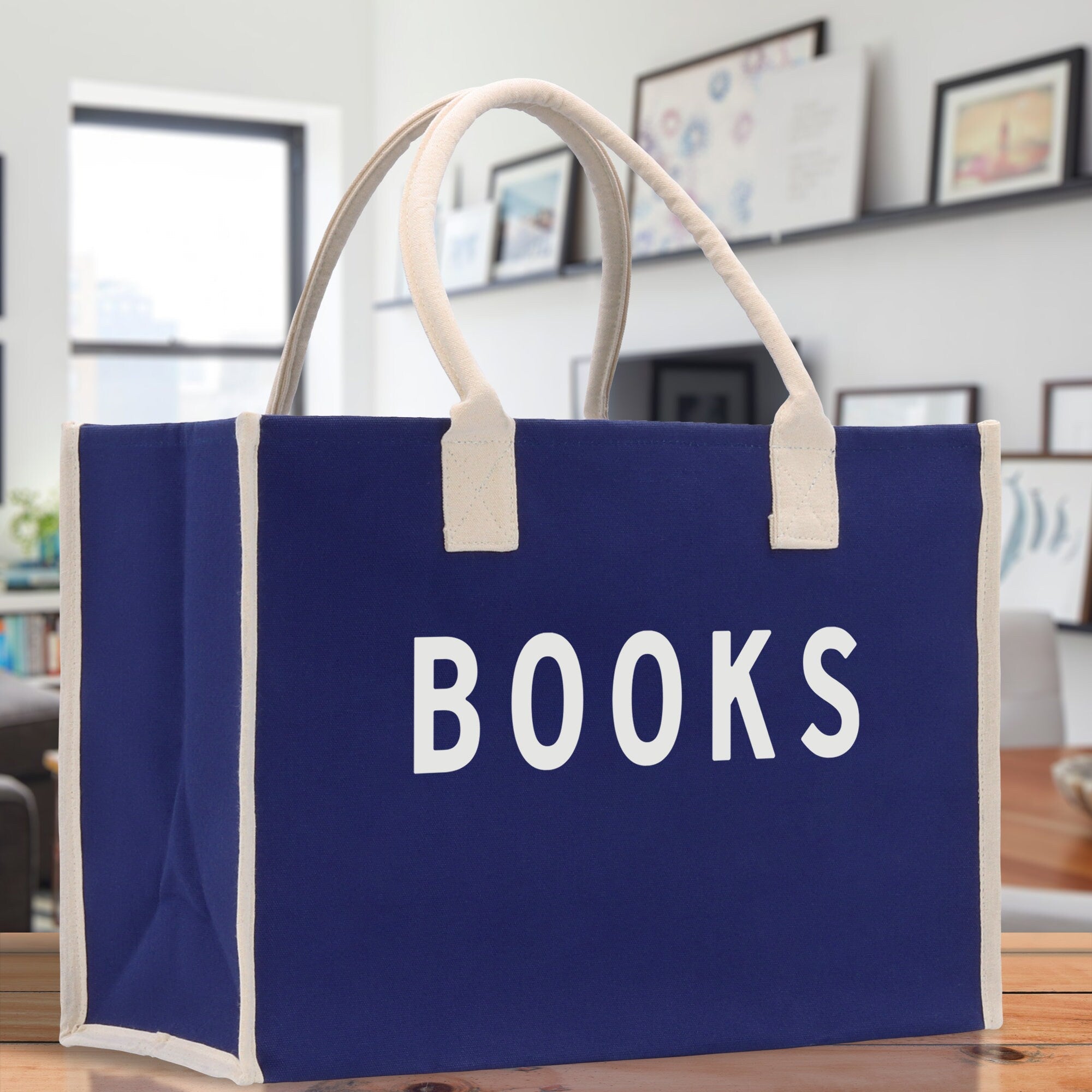 Books Cotton Canvas Chic Beach Tote Bag Multipurpose Tote Weekender Tote Gift for Her Outdoor Tote Vacation Tote Large Beach Bag - Aaria Tees Aaria Tees
