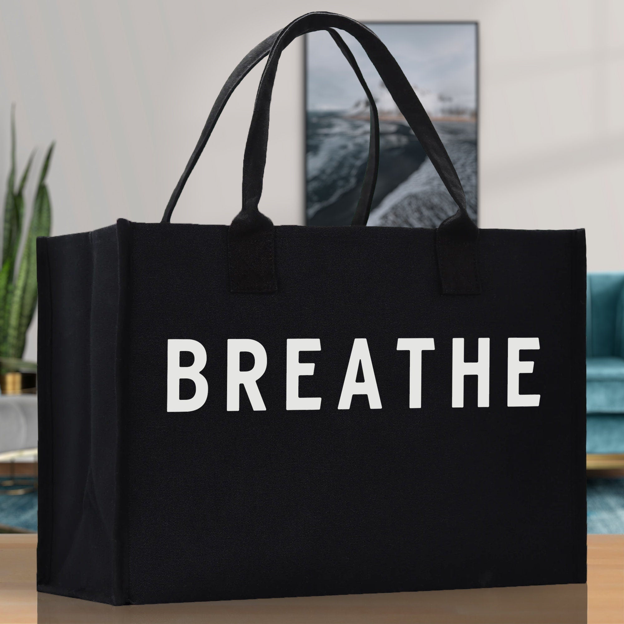 Breathe Cotton Canvas Chic Beach Tote Bag Multipurpose Tote Weekender Tote Gift for Her Outdoor Tote Vacation Tote Large Beach Bag - Aaria Tees Aaria Tees
