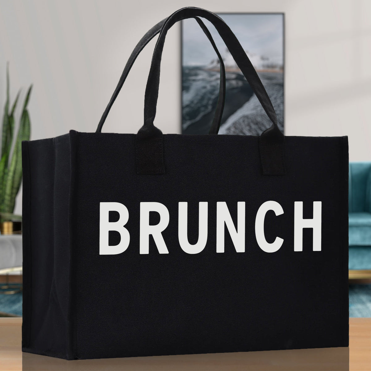 Brunch Cotton Canvas Chic Beach Tote Bag Multipurpose Tote Weekender Tote Gift for Her Outdoor Tote Vacation Tote Large Beach Bag - Aaria Tees
