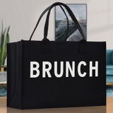 Brunch Cotton Canvas Chic Beach Tote Bag Multipurpose Tote Weekender Tote Gift for Her Outdoor Tote Vacation Tote Large Beach Bag - Aaria Tees Aaria Tees