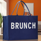 Brunch Cotton Canvas Chic Beach Tote Bag Multipurpose Tote Weekender Tote Gift for Her Outdoor Tote Vacation Tote Large Beach Bag - Aaria Tees Aaria Tees