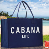 Cabana Life Cotton Canvas Chic Beach Tote Bag Multipurpose Tote Weekender Tote Gift for Her Outdoor Tote Vacation Tote Large Beach Bag - Aaria Tees Aaria Tees