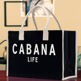 Cabana Life Cotton Canvas Chic Beach Tote Bag Multipurpose Tote Weekender Tote Gift for Her Outdoor Tote Vacation Tote Large Beach Bag - Aaria Tees Aaria Tees