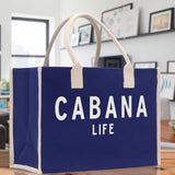 Cabana Life Cotton Canvas Chic Beach Tote Bag Multipurpose Tote Weekender Tote Gift for Her Outdoor Tote Vacation Tote Large Beach Bag - Aaria Tees Aaria Tees