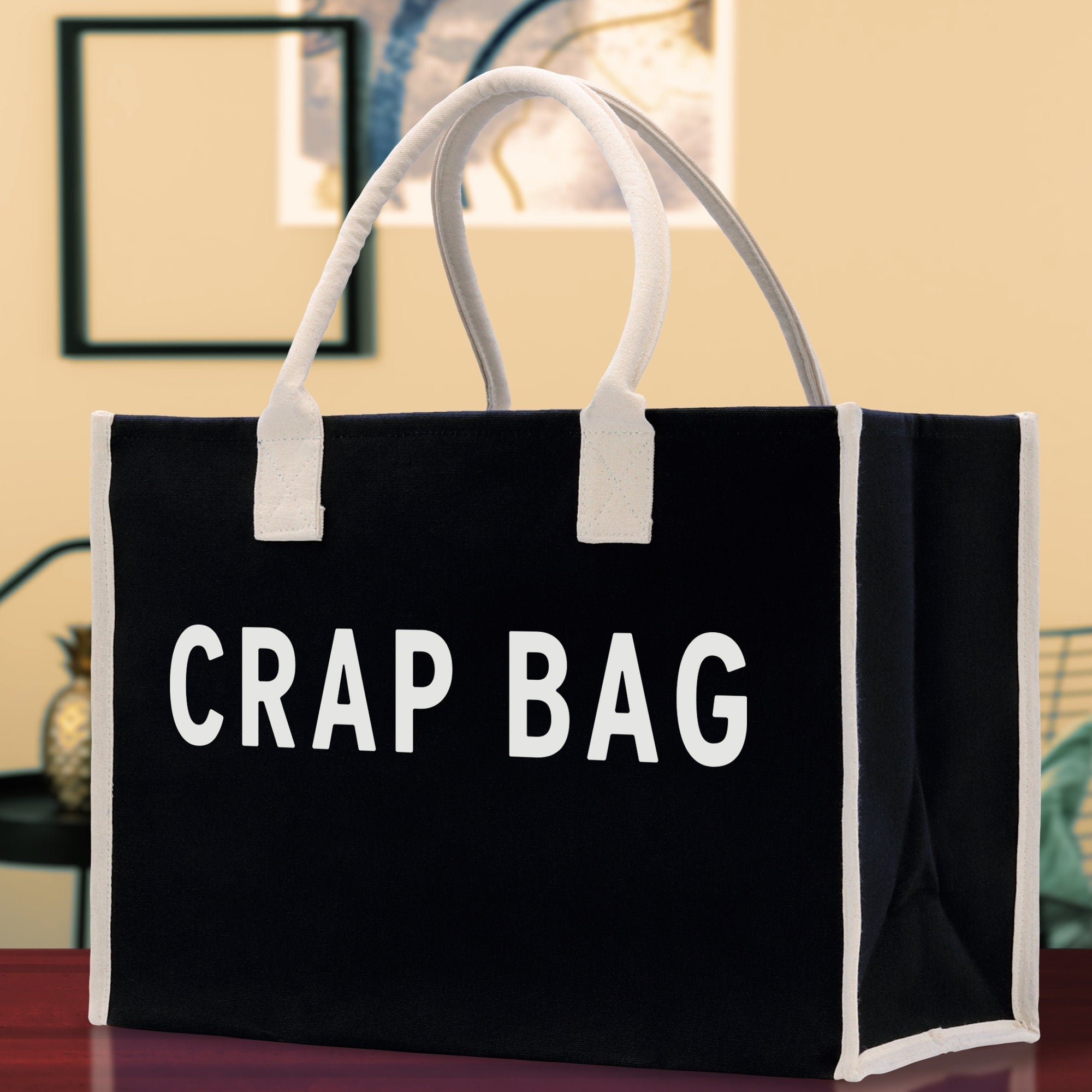 Crap Bag Cotton Canvas Chic Beach Tote Bag Multipurpose Tote Weekender Tote Gift for Her Outdoor Tote Vacation Tote Large Beach Bag - Aaria Tees Aaria Tees