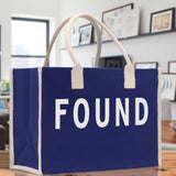 Found Cotton Canvas Chic Beach Tote Bag Multipurpose Tote Weekender Tote Gift for Her Outdoor Tote Vacation Tote Large Bag - Aaria Tees Aaria Tees