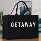 Getaway Cotton Canvas Chic Beach Tote Bag Multipurpose Tote Weekender Tote Gift for Her Outdoor Tote Vacation Tote Large Beach Bag - Aaria Tees Aaria Tees