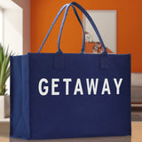 Getaway Cotton Canvas Chic Beach Tote Bag Multipurpose Tote Weekender Tote Gift for Her Outdoor Tote Vacation Tote Large Beach Bag - Aaria Tees Aaria Tees