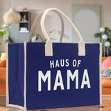 Haus of Mama Cotton Canvas Chic Beach Tote Bag Multipurpose Tote Weekender Tote Gift for Her Outdoor Tote Vacation Tote Large Beach Bag - Aaria Tees Aaria Tees