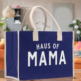 Haus of Mama Cotton Canvas Chic Beach Tote Bag Multipurpose Tote Weekender Tote Gift for Her Outdoor Tote Vacation Tote Large Beach Bag - Aaria Tees Aaria Tees