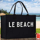 Le Beach Cotton Canvas Chic Beach Tote Bag Multipurpose Tote Weekender Tote Gift for Her Outdoor Tote Vacation Tote Large Beach Bag - Aaria Tees Aaria Tees