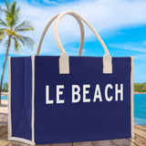 Le Beach Cotton Canvas Chic Beach Tote Bag Multipurpose Tote Weekender Tote Gift for Her Outdoor Tote Vacation Tote Large Beach Bag - Aaria Tees Aaria Tees