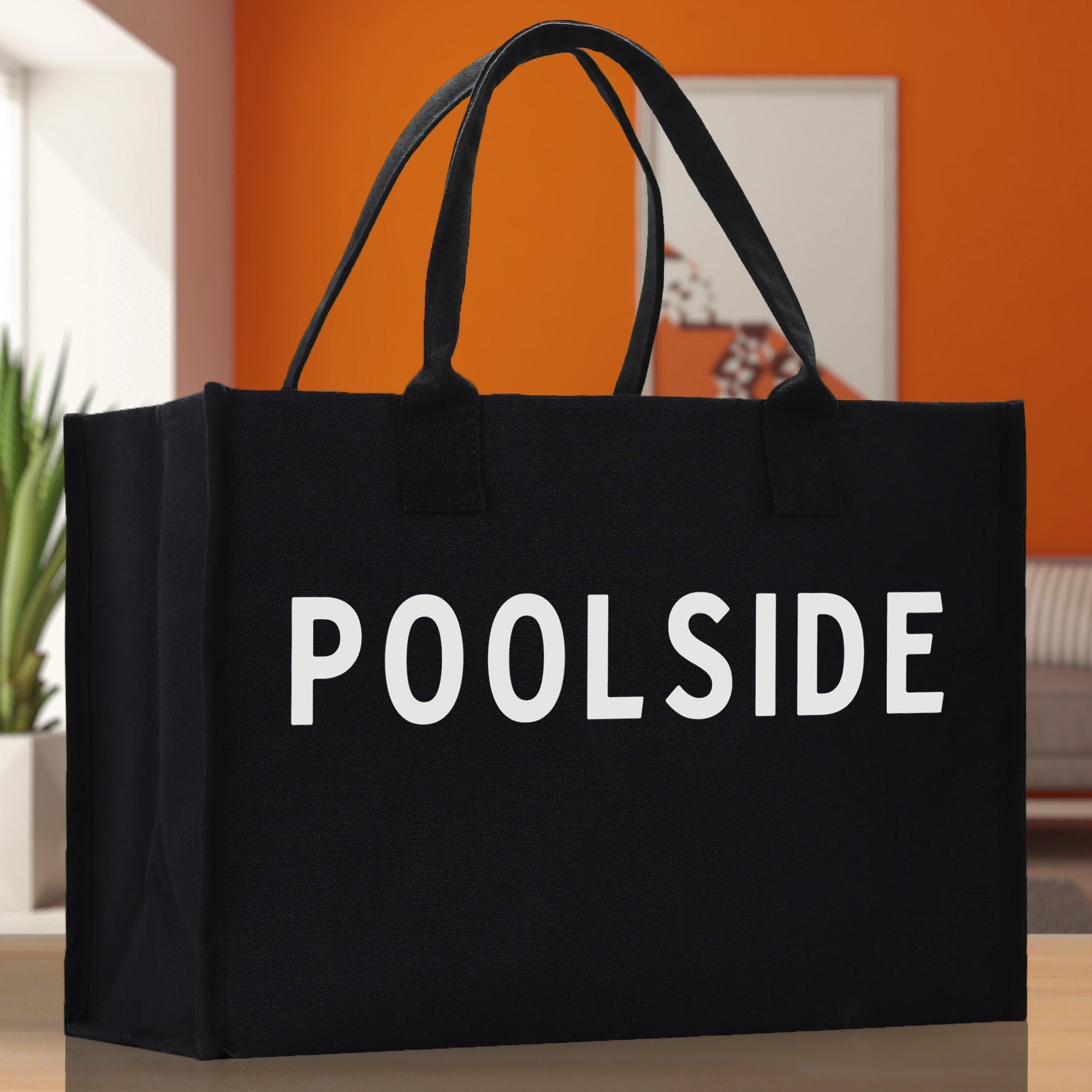 Poolside Cotton Canvas Chic Beach Tote Bag Multipurpose Tote Weekender Tote Gift for Her Outdoor Tote Vacation Tote Large Beach Bag - Aaria Tees Aaria Tees