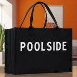 Poolside Cotton Canvas Chic Beach Tote Bag Multipurpose Tote Weekender Tote Gift for Her Outdoor Tote Vacation Tote Large Beach Bag - Aaria Tees Aaria Tees