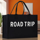 Road Trip Cotton Canvas Chic Beach Tote Bag Multipurpose Tote Weekender Tote Gift for Her Outdoor Tote Vacation Tote Large Beach Bag - Aaria Tees Aaria Tees